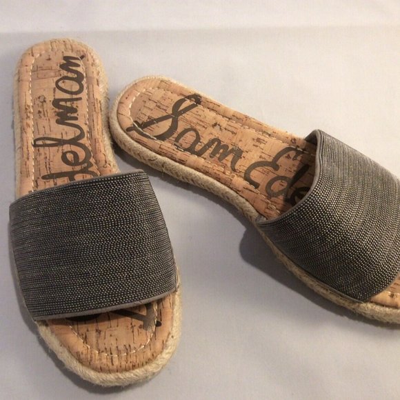 Sam Edelman Women's Aluna Slide Sandal Pewter Braided Espadrille Size 7.5 M - Picture 2 of 11